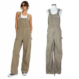 Lee | Vintage Tan Corduroy Beige Wide Leg Carpenter Overalls XS Small Workwear